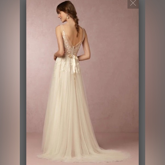 BHLDN Willowby Waters Reagan Lace and Tulle Wedding Gown - Blush - Picture 5 of 14